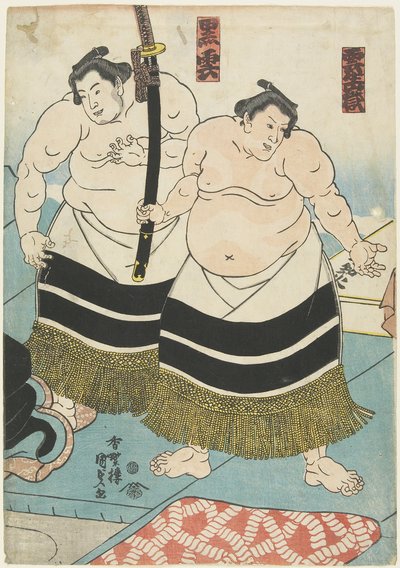 The Wrestlers Unjo_dake and Kurokumo (1843-1847) by Utagawa Kunisada